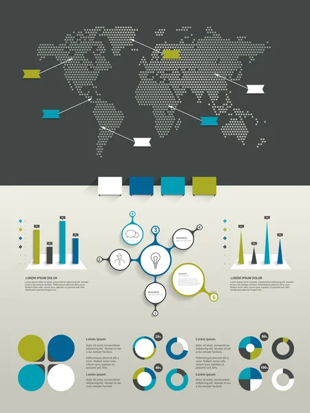 Infographics instellen. Wereld kaart en merk elementen. — Stockvector