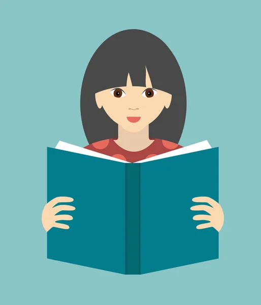 Girl reading a book. Flat vector. — Stock Vector