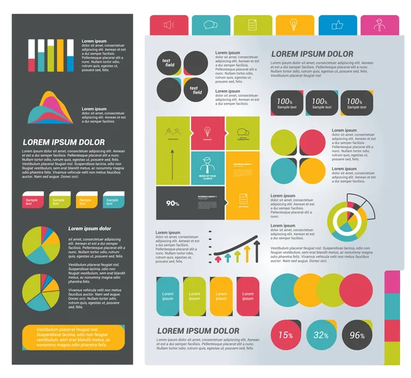 Infographics in element. Samling av diagram, diagram, scheman, pratbubblor. Vektor. — Stock vektor