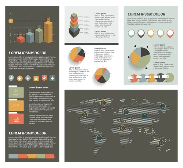 Big set of flat infographic elements. Layout template. Vector. — Stock Vector