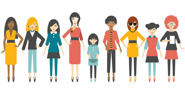 Collection of flat people figures. Vector.