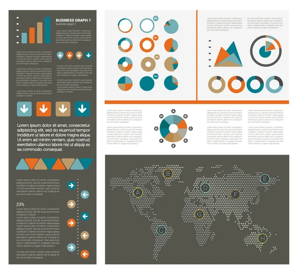 Collectie van platte infographics elementen. kleurrijke set sjabloon. — Stockvector