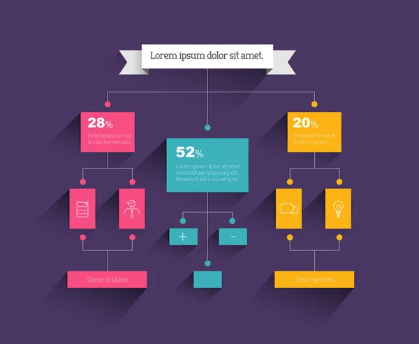 Infographics flowchart. Colored shadows scheme. — Stock Vector