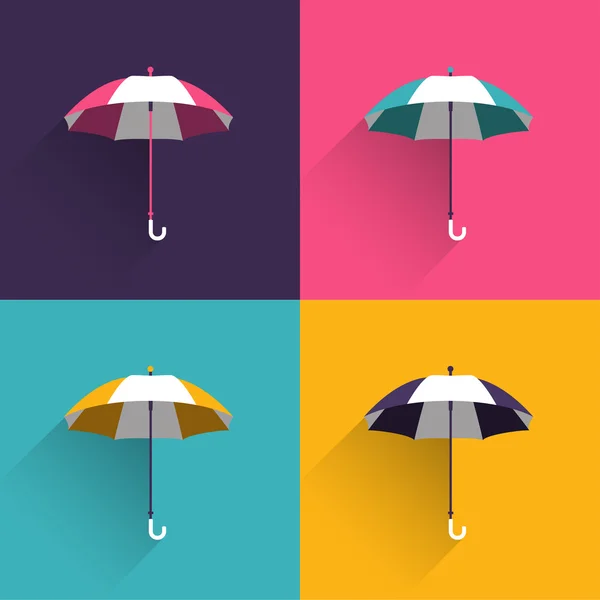 Umbrella sign. Flat vector sign. Various color parasols. — Stock Vector
