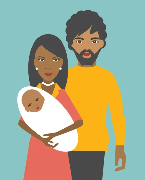 Zwarte afro familie. Platte mensen illustratie. — Stockvector