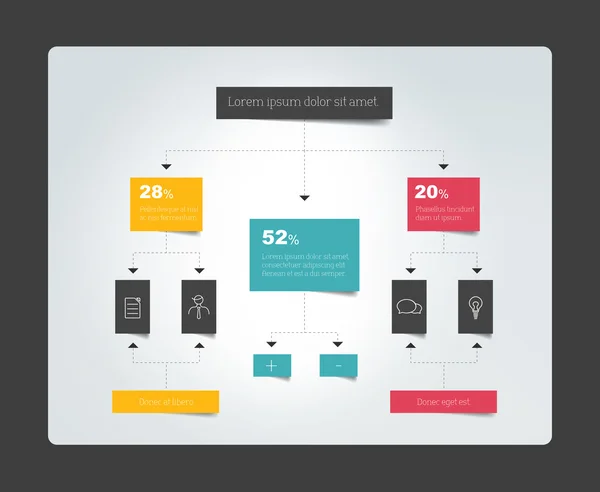 Fluxograma de infográficos. esquema de sombras coloridas. — Vetor de Stock