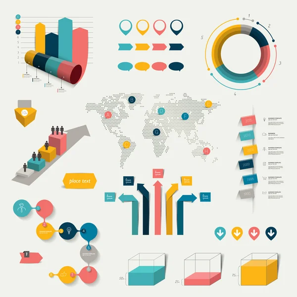 Kolekcja elementów infografiki. kolorowy zestaw szablonu. — Wektor stockowy
