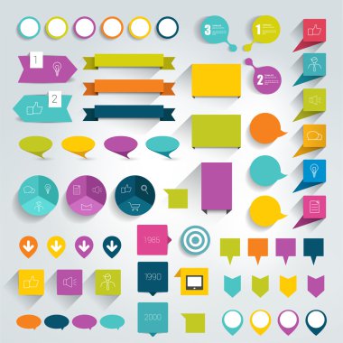 Koleksiyonları infographics düz tasarım öğeleri. Vektör çizim.