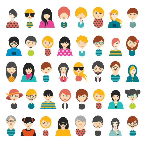 Big set of avatars profile pictures flat icons. Vector illustration. — Stock Vector