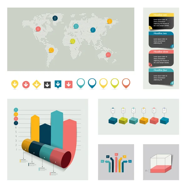 Infographics öğeleri koleksiyonu. — Stok Vektör