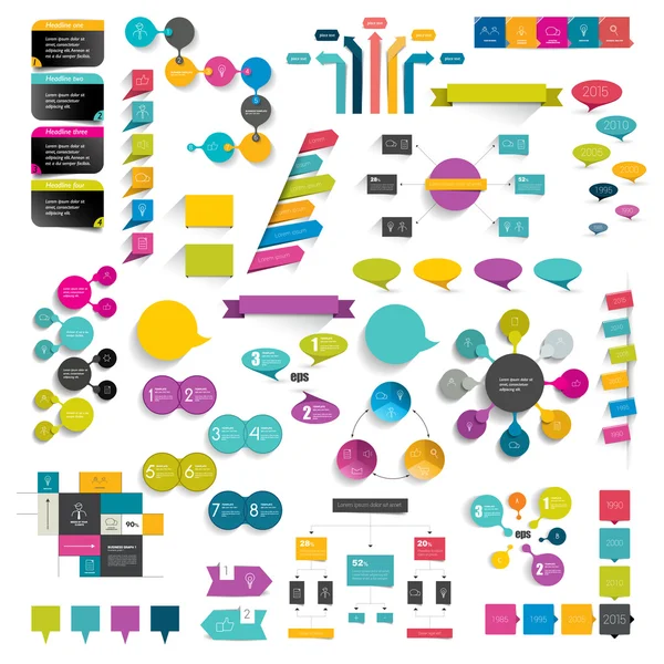 Colecciones de gráficos de información diagramas de diseño plano . — Vector de stock