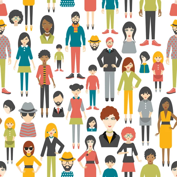 People pattern. Flat figures. Seamless background. — Stock Vector