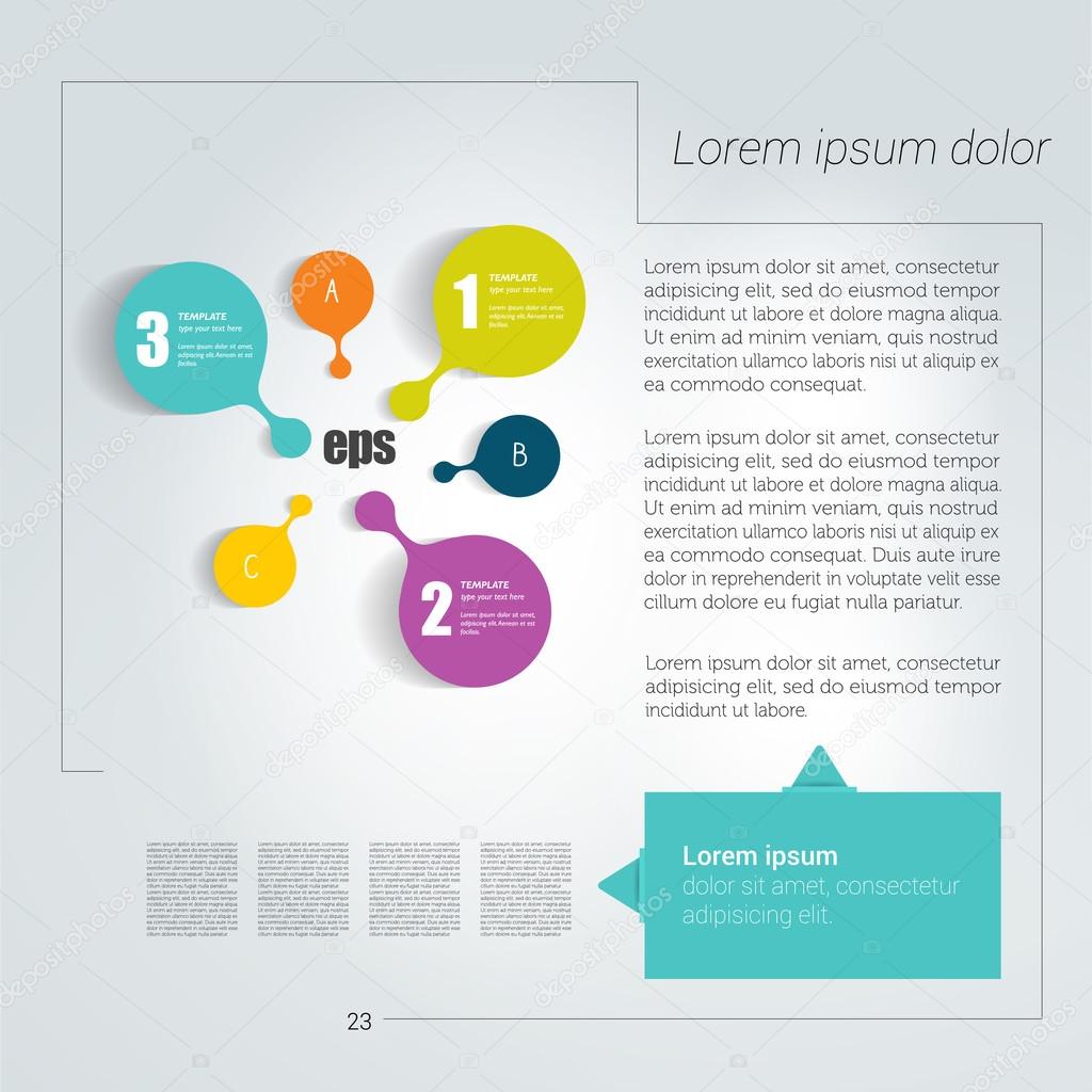 Booklet, flyer page. Magazine layout for infographics. Web template.