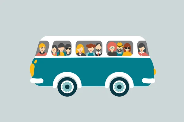 Автобус с пассажирами . — стоковый вектор