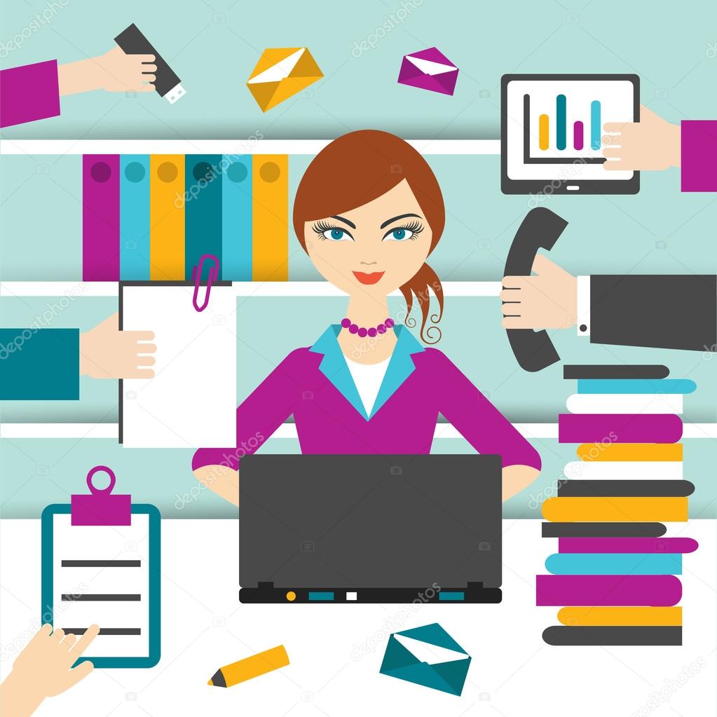 Image vectorielle Secrétaire travailleur . par ©Kubko - 67248157, image size:1023x1023