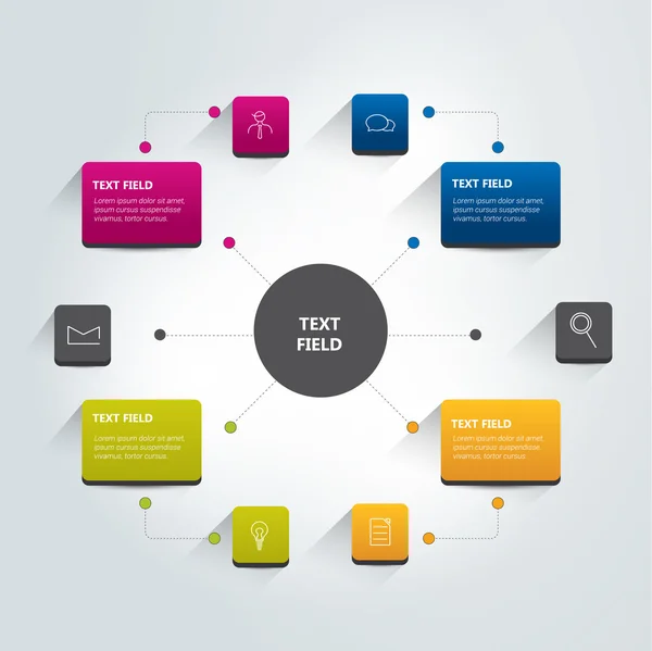 Esquema de infográficos de fluxograma redondo. Vetor . — Vetor de Stock