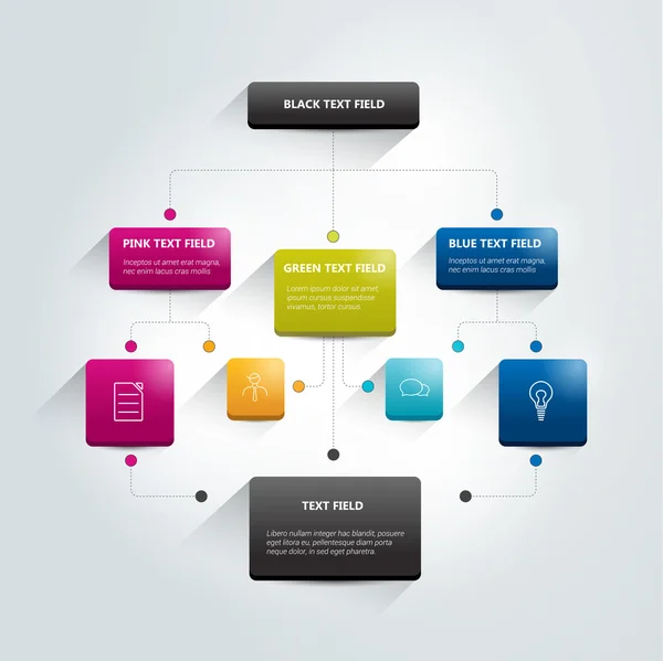 Diagrama de flujo infográfico. Esquema de sombras de colores. — Archivo Imágenes Vectoriales