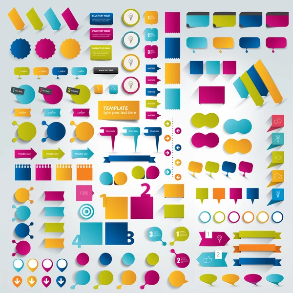 Grandi collezioni di elementi di design piatte infografiche. Illustrazione vettoriale . — Vettoriale Stock