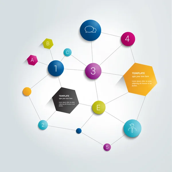 Diagrama de flujo del círculo de Networt. Diagrama de flujo de infografías . — Archivo Imágenes Vectoriales