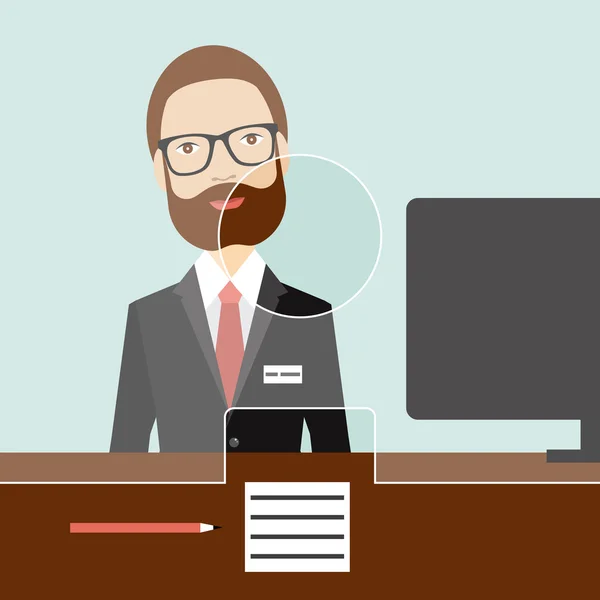 Man clerk in a bank. Flat vector. — Stock Vector