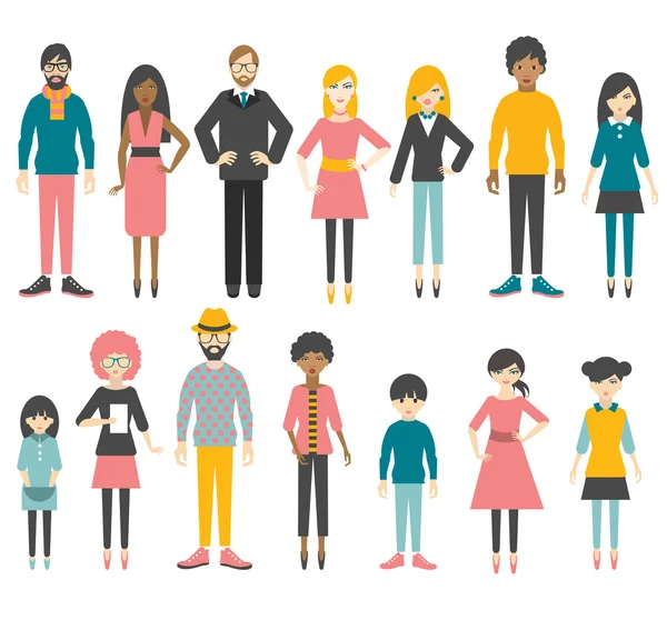 Collection of flat people figures. Vector. — Stock Vector
