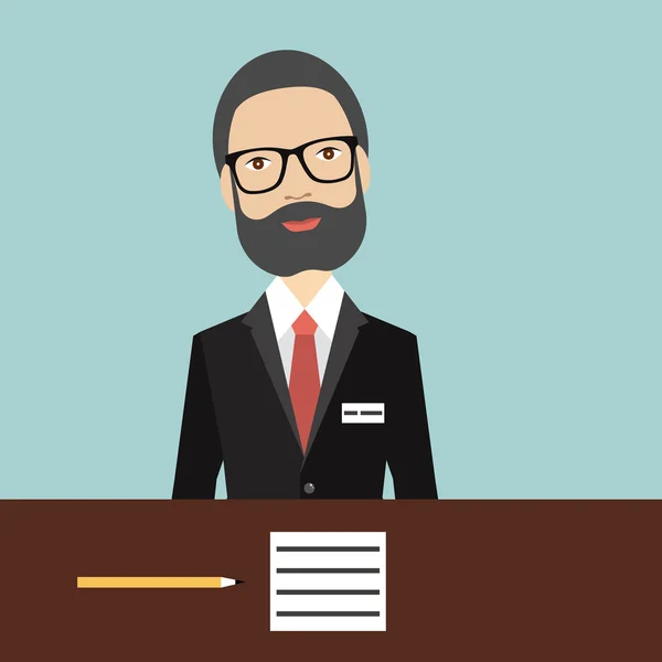 Director. Empresario en el trabajo. Vector plano . — Vector de stock