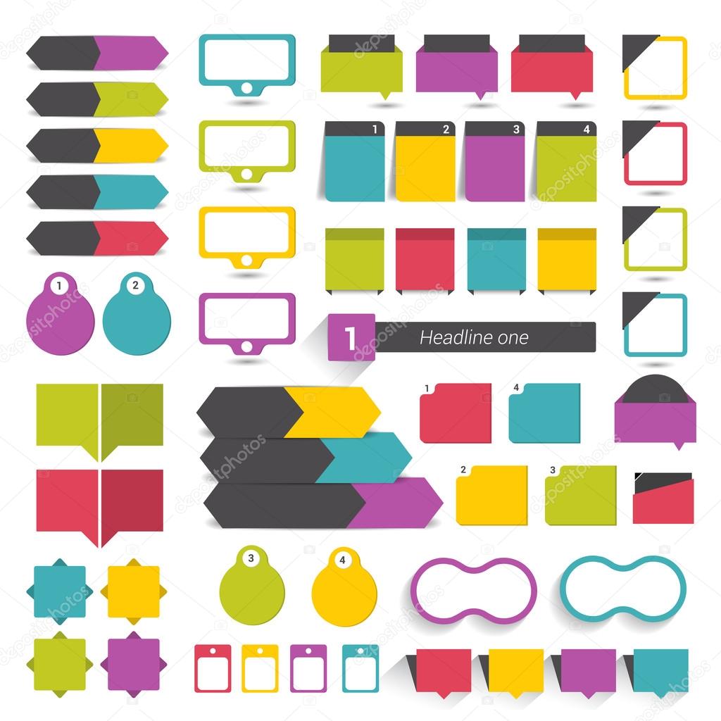 Collections of infographics flat design elements. Vector illustration.