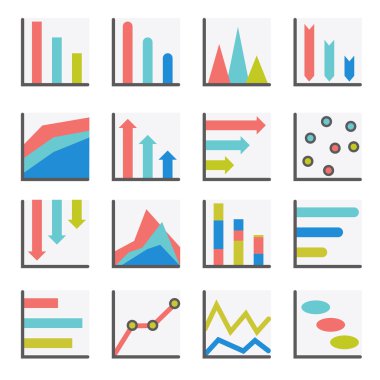 Dizi düz minimalist grafikler, grafik, diyagramları. Infographics vektör.
