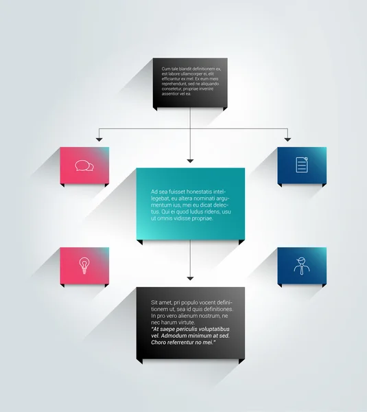 Fluxograma de infográficos. esquema de sombras coloridas. —  Vetores de Stock