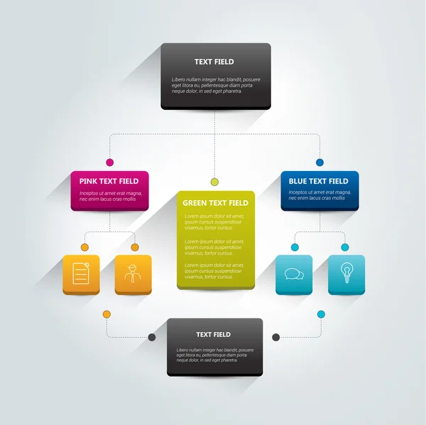 Diagrama de flujo infográfico. Esquema de sombras de colores. Gráficos Vectoriales