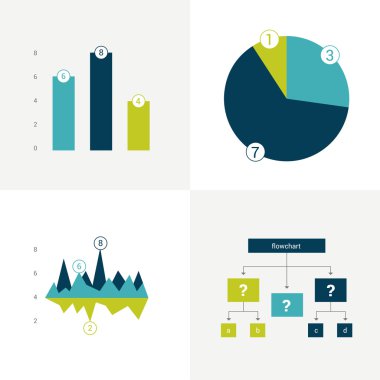 Grafikler ve broşür öğeleri düz kümesi. Sadece renk düzenlenebilir. Infographics öğeleri.