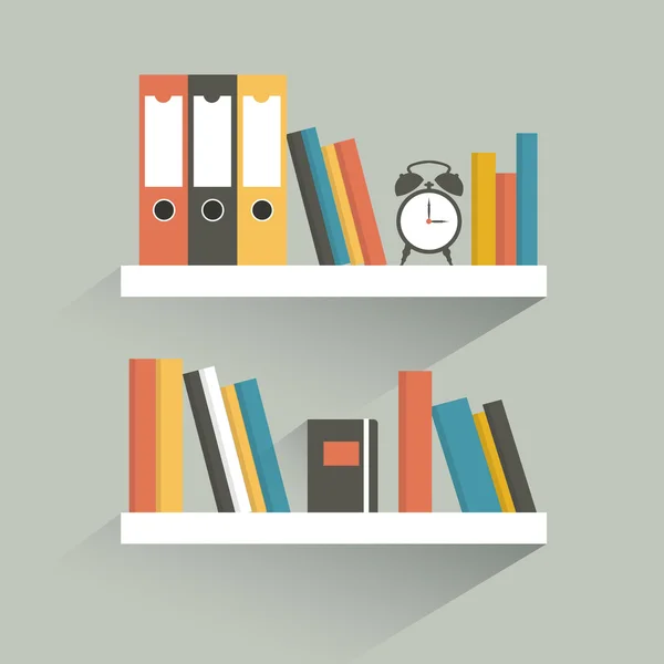 Book shelf. Flat design. Vector. — Stock Vector