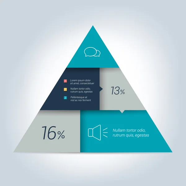 Driehoek, piramide schema, tabblad, banner. Minimalistische vector ontwerp infographic. — Stockvector