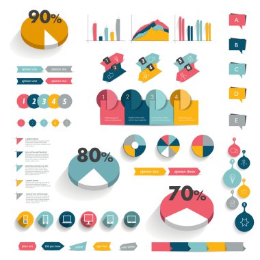 infographics öğeleri koleksiyonu. renkli set şablonunu.
