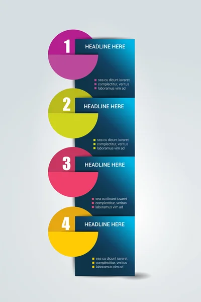 Plantilla de cuatro pasos. Gráfico numerado. Elemento infográfico . — Archivo Imágenes Vectoriales