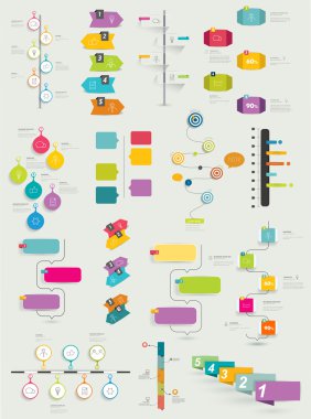 zaman çizelgesi şablonu büyük koleksiyonu. Infographic vektör.