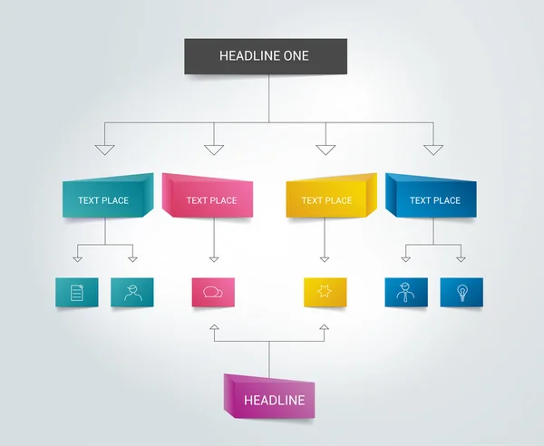 Vývojový diagram. Barevné schéma textu. Infografika. — Stockový vektor