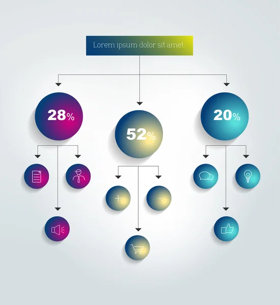 Infographics akış çizelgesi yuvarlak. Renkli gölgeler düzeni. — Stok Vektör