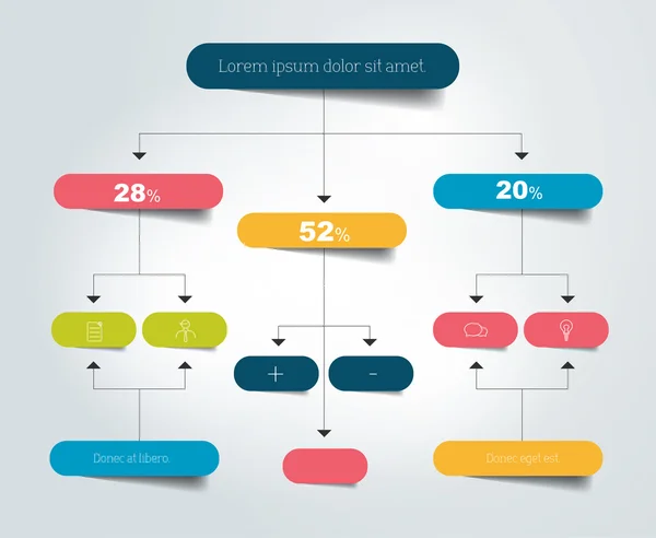 Διάγραμμα ροής Infographics. Σχεδιάγραμμα χρωματισμένων σκιών. — Διανυσματικό Αρχείο