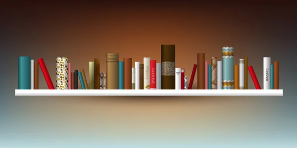 Estantería de libros. Ilustración vectorial. Librería cubierta. — Vector de stock