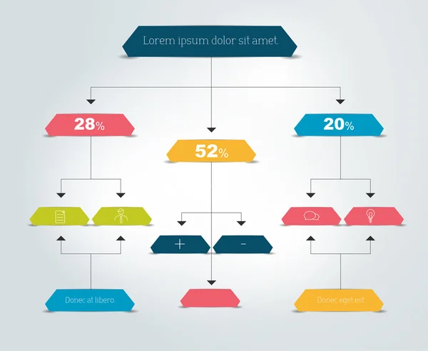 Infographics akış şeması. Renkli gölgeler düzeni. — Stok Vektör