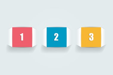 3 adımlar öğretici, grafik, diyagram. Bir, iki, üç kavram.