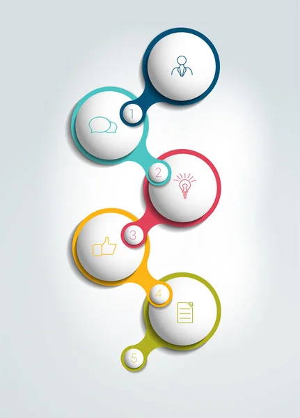 Diagrama de número do círculo, opções, modelo passo a passo. 5 passos . — Vetor de Stock