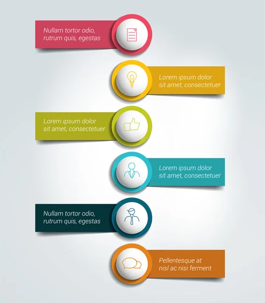 Infografía de la línea temporal. Formas redondas 3D con plantilla de campos de texto. Vector . — Archivo Imágenes Vectoriales