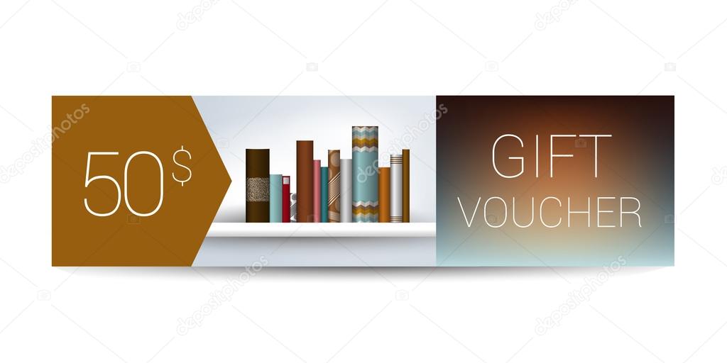 Excllusive Book store gift voucher template. Simply  modern design. Book shelf design.