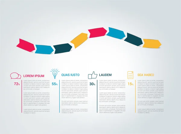 Modello infografico. Colore frecce con campi di testo . — Vettoriale Stock