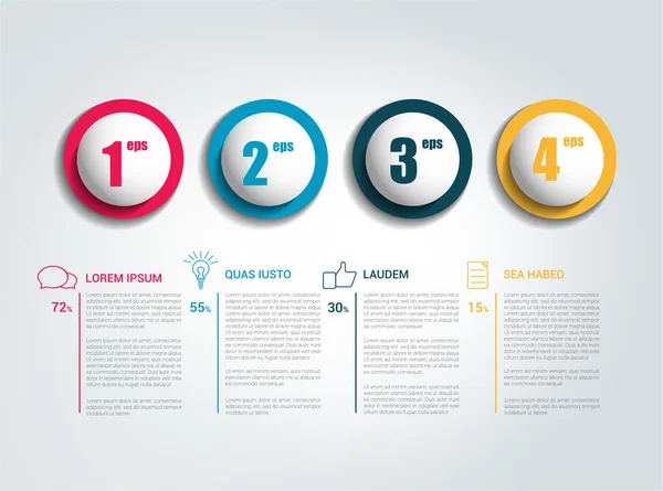 Infografiki szablon. Kolor strzałek z pól tekstowych. — Wektor stockowy