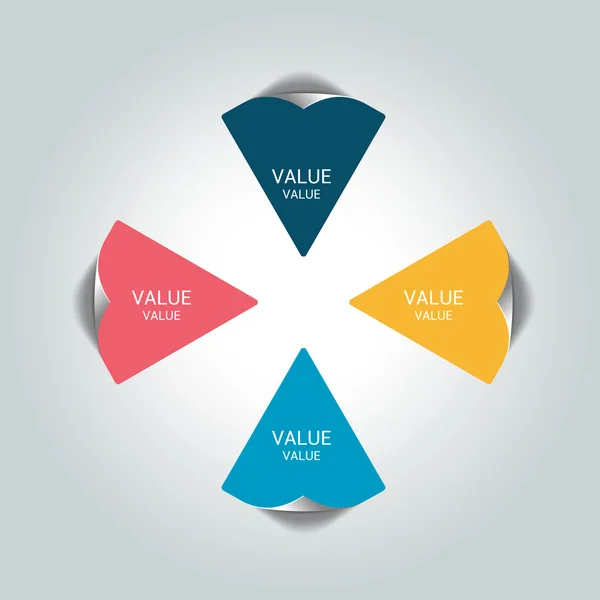 Runda infographic net 4 steg flödesschema. Diagram, diagram, diagram, flödesschema, banner mall. Vektor. — Stock vektor