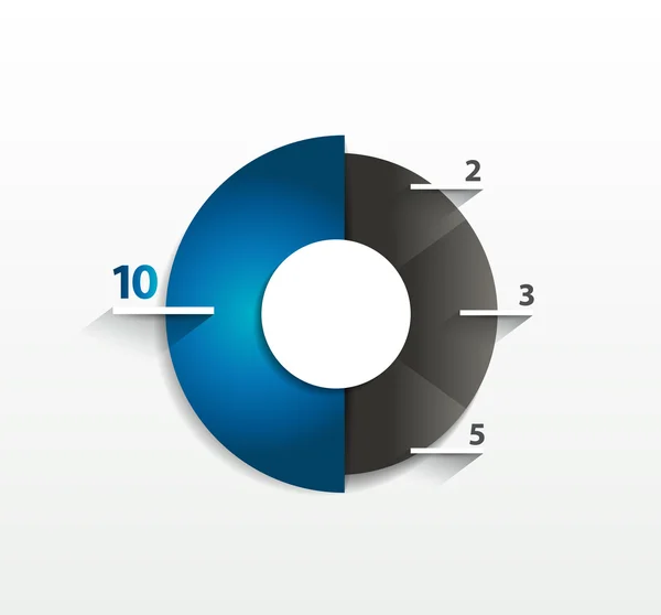 Rotondo, grafico a cerchio, grafico che indica la prima posizione a confronto con gli altri. Semplicemente colore modificabile. Elementi infografici . — Vettoriale Stock