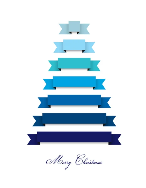 Stylized flat modern Christmas tree 2015. Ribbons decoration. Vector background. — Stock Vector